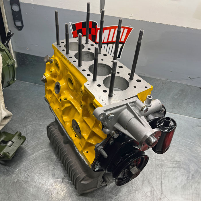 Mini engine being reconditioned during the Mini 30 restoration