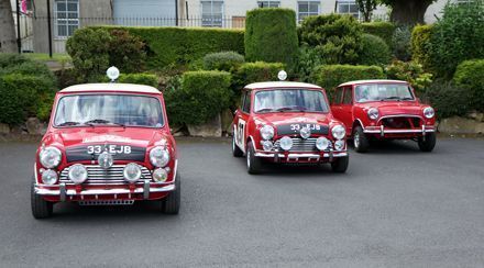 Seeing Double - 2 33EJB Replicas on the Col de Turini The 3 Classic Minis Mini Sport supplied for the Faith of a Few filming