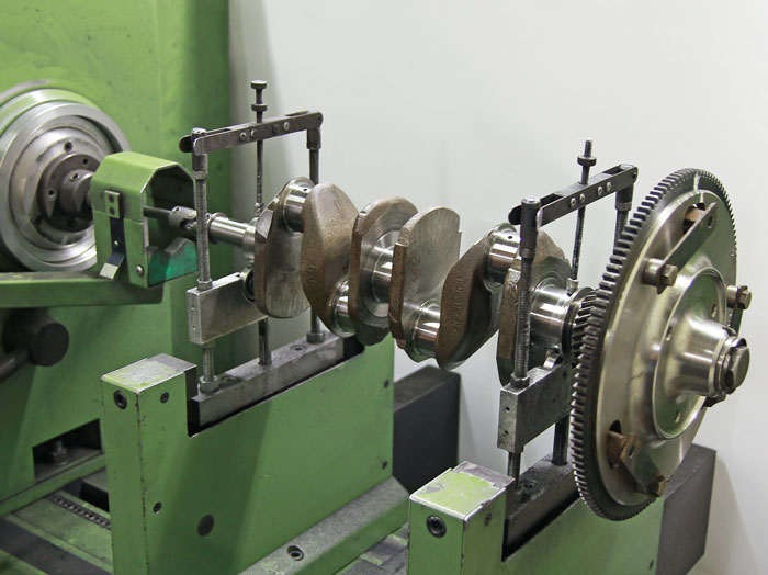 Classic Mini A-Series crankshaft being remanufactured and balanced at Mini Sport