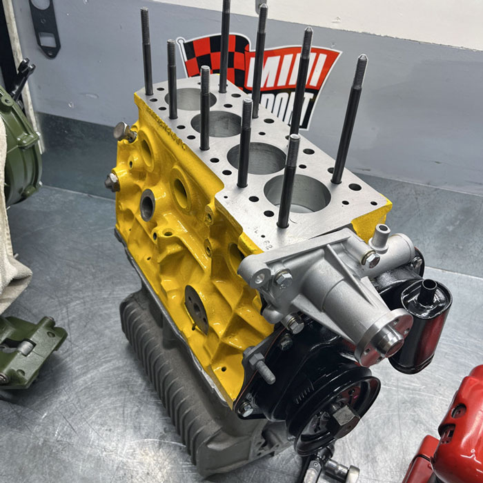 Classic Mini A-Series engine being rebuilt