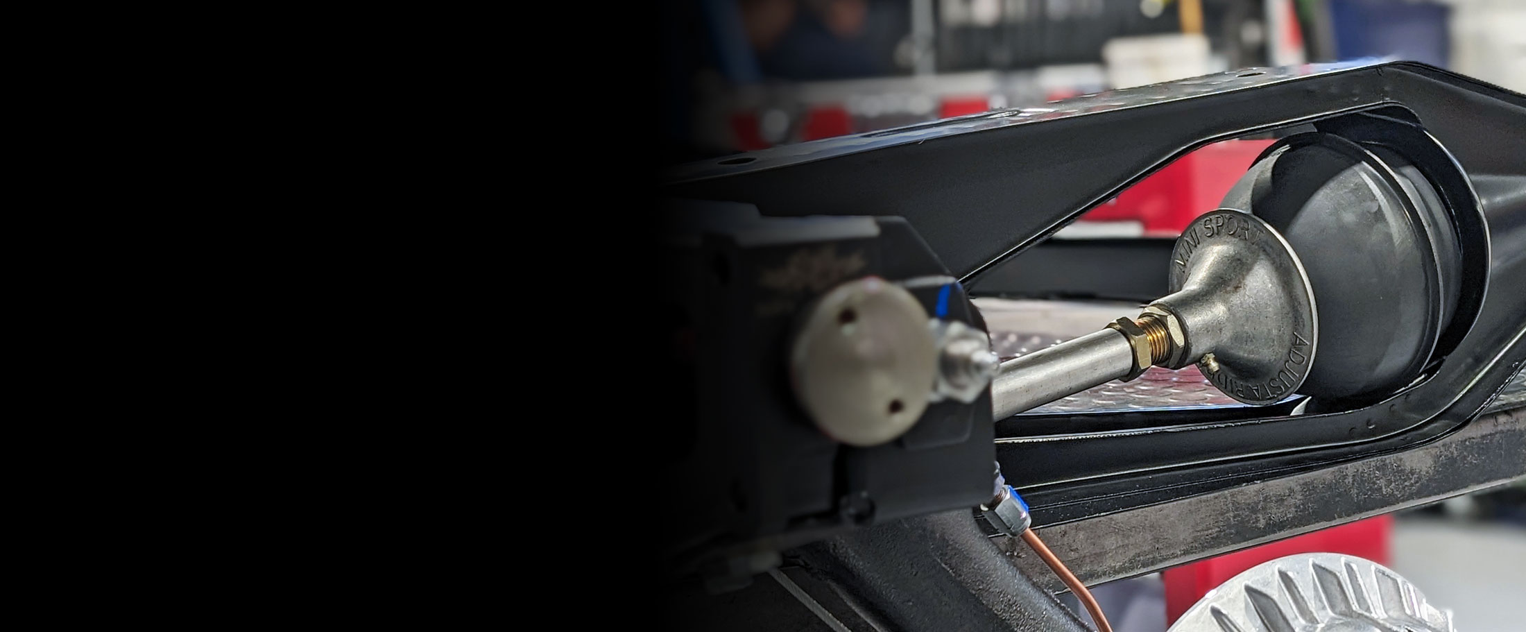 Classic Mini fitted with Mini Sport Adjusta Ride variable ride height suspension