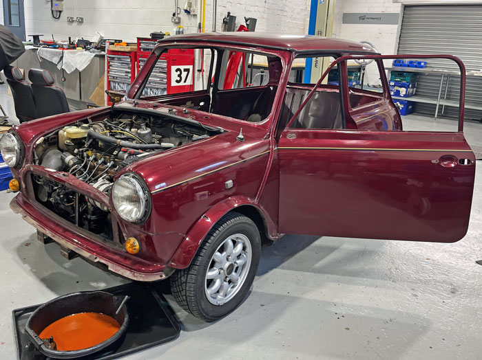 Mini 30 being stripped for restoration at Mini Sport